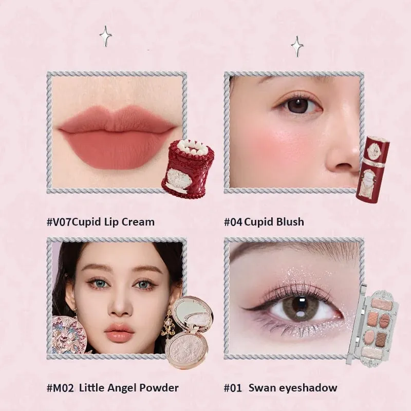 Flor sabe conjunto de maquiagem lábio lama iluminador pó blush sombra de olho maquiagem profissional presente kit para menina cosméticos conjunto completo — image 14