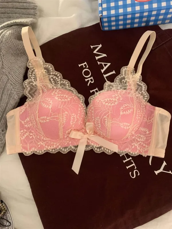 ร้อนขายไร้สายลูกไม้ Bra ผู้หญิงหน้าอกขนาดเล็กหนา Push Up Lift Anti Sag ด้านข้างสนับสนุนเซ็กซี่ชุดชั้นใน 32-38 AB — image 8