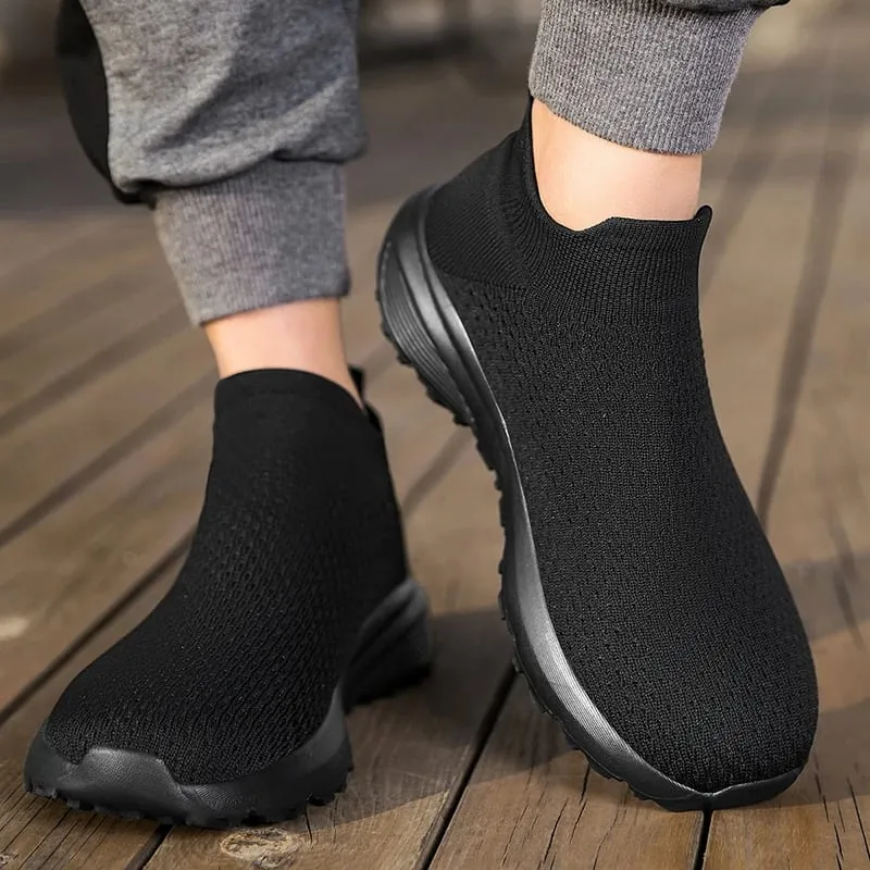 Högkvalitativa Sneakers Herr Bekväm Andas Lättvikt Mjuk Bred tå Halkfria Plattstrumpor Skor Utomhus Fritidssportskor — image 3