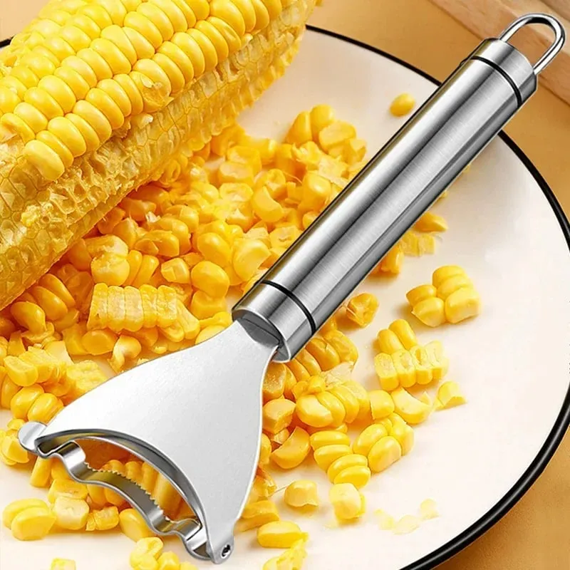 สแตนเลสเครื่องปอกข้าวโพด Serrated Corn Stripper Peelers Cob Shaver Planer Thresher เครื่องตัดผักผลไม้ผัก Gadget เครื่องมือ — image 7