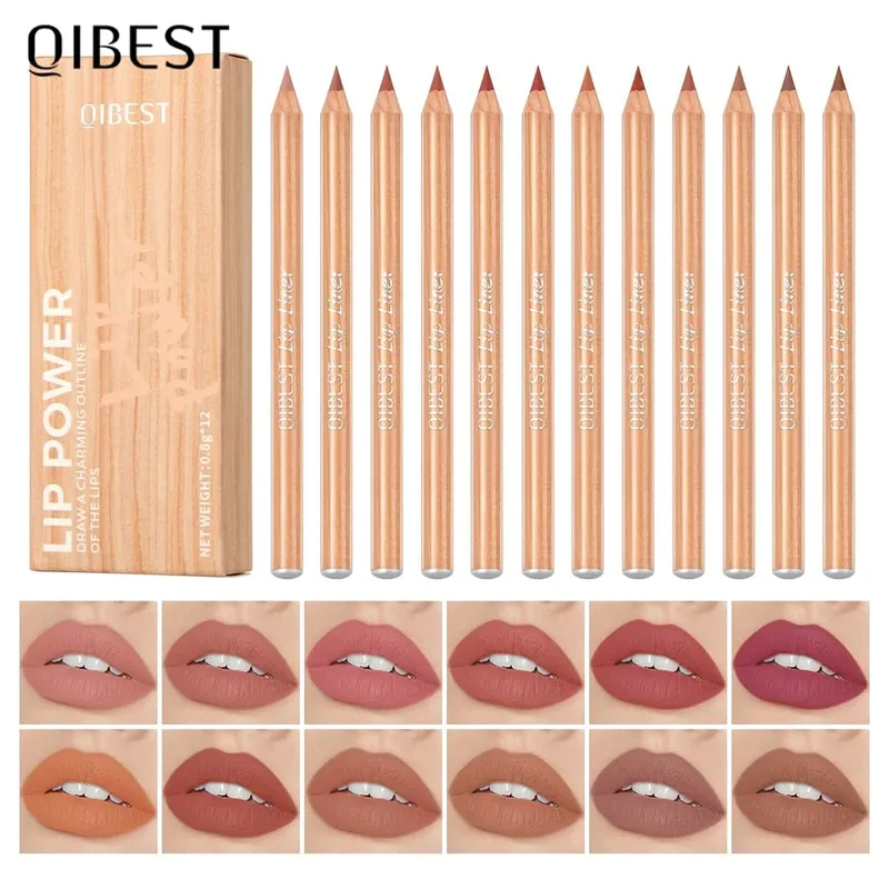 12 pz/set Matte Lip Liner Matita Contorno Labbra Contouring Rossetto Duraturo Alto Pigmento Non Facile Dissolvenza Velluto Fine Lipliner