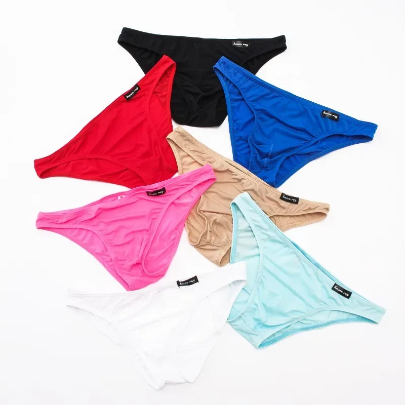 Ice Silk Seamless Briefs Man Bulge Pouch Underwear Sexy Translucent Panties Male Breathable Comfy Underpants Summer Lingerie — image 1