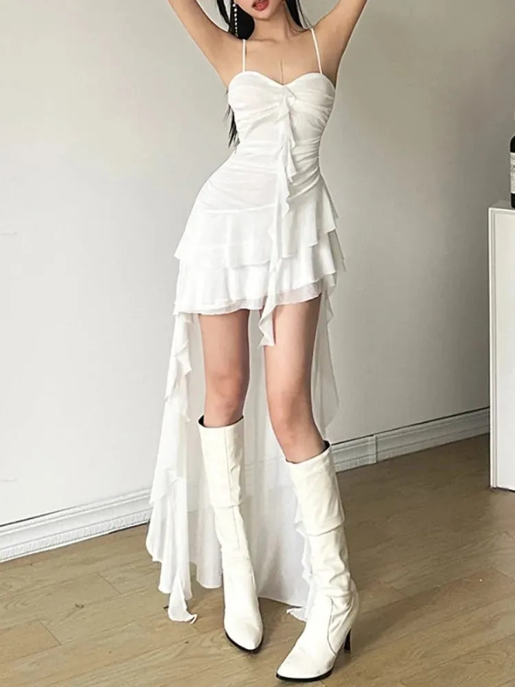 2026 Y2k Aesthetic Irregular Ruffled Dress Sexy Backless Harajuku Pleated Dresses Streetwear Sleeveless Bodycon Vestido De Mujer — image 3