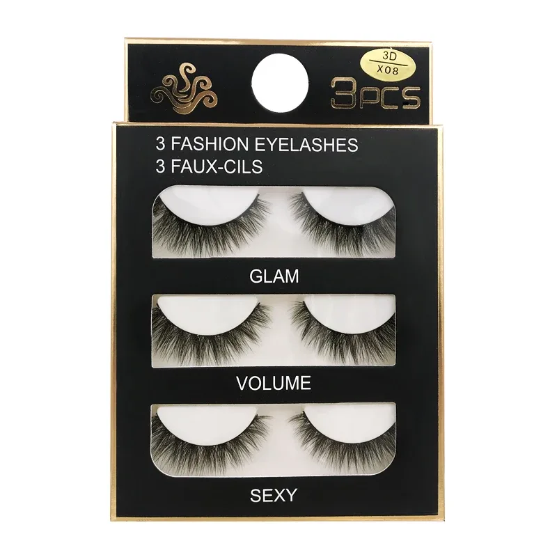 Faux Cils 3 paires de Faux Cils naturels longs en vison 3D, doux, moelleux, vaporeux, faits à la main, outils de maquillage pour les yeux, Maquiagem — image 4