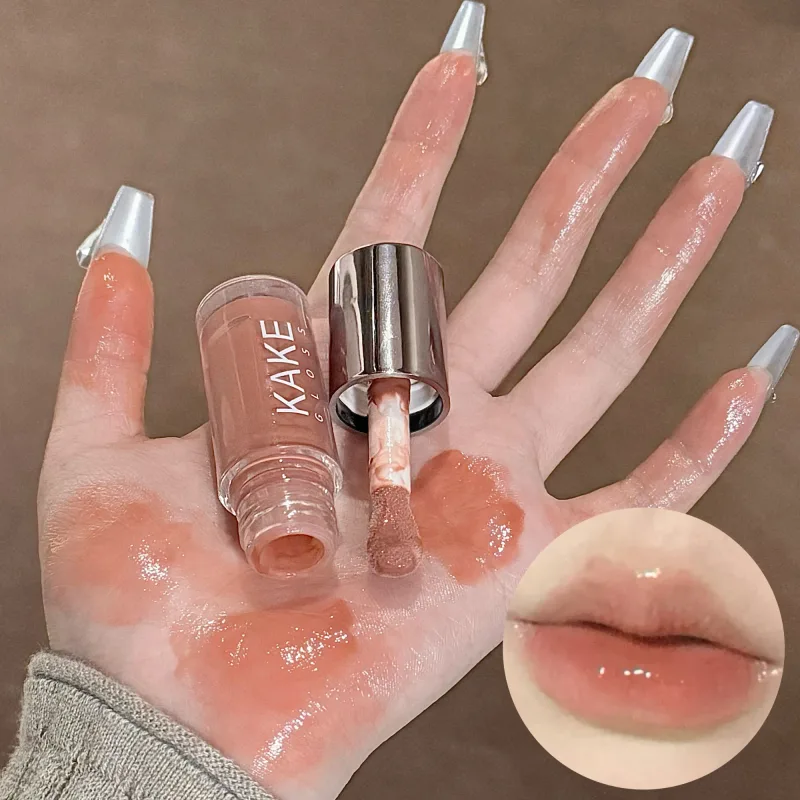 Spiegelflüssiger Lippenstift, feuchtigkeitsspendendes Gelee, braunes Wasser, leichte Lippenglasur, sexy Lipgloss, langlebig, nackte Lippentönung, Make-up-Kosmetik — image 10
