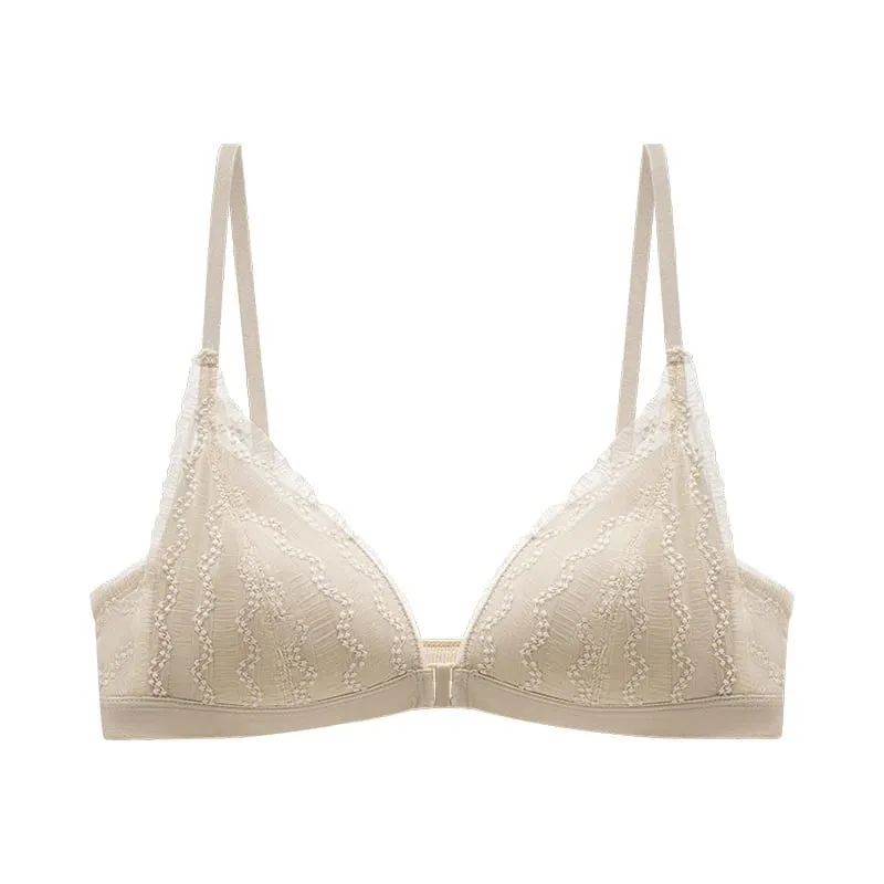 Push Up BH för små bröst - Fram Stäng Spets Bralette Trådlös Demi Triangel Cup Sexiga underkläder Tunna Demi Cup Small Chest — image 9