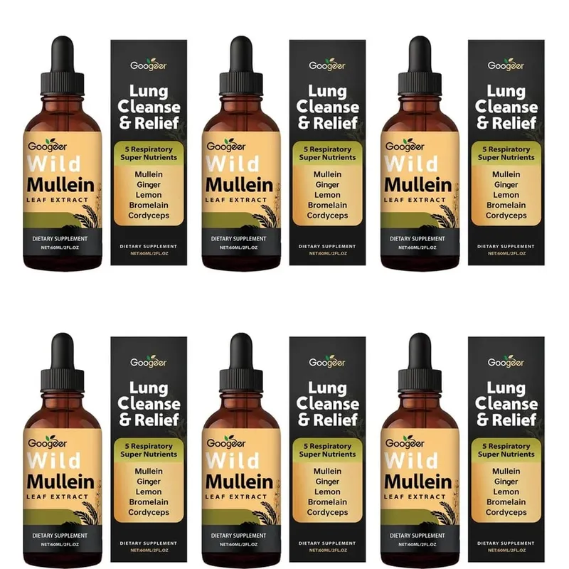 Googeer Wild Divizna listový extrakt Tekutá podpora dýchání Zázvor Citronová kůra Extrakt Bromelain a Cordyceps extrakt 60 ml