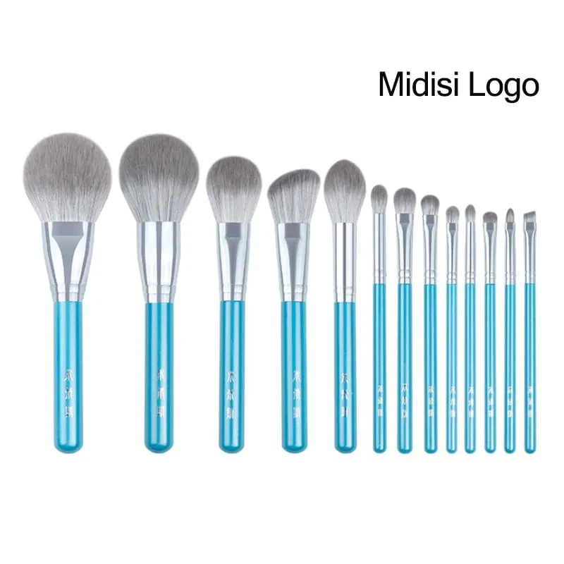 13 pçs/set Azul Pincéis de Maquiagem conjunto inteiro Grande Pó Blush esculpir Sombra compõem kit manchas iluminador sobrancelha pincel labial