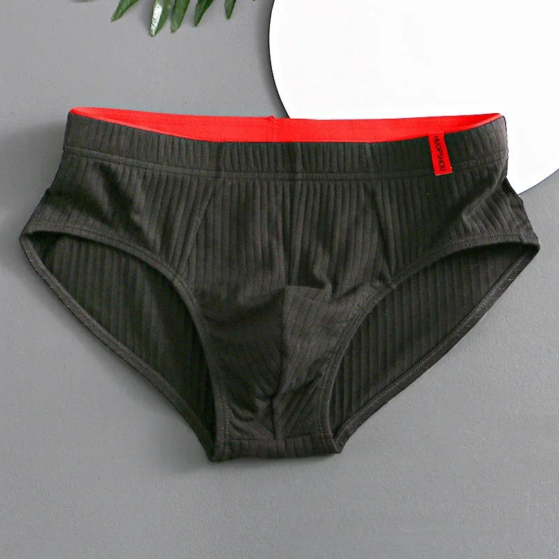 1/3PCS 남자 팬티 중반 허리 탄성 부드러운 통기성 방부제 U 볼록 스트라이프 솔리드 컬러 캐주얼 남자 속옷 속옷 남자 — image 9