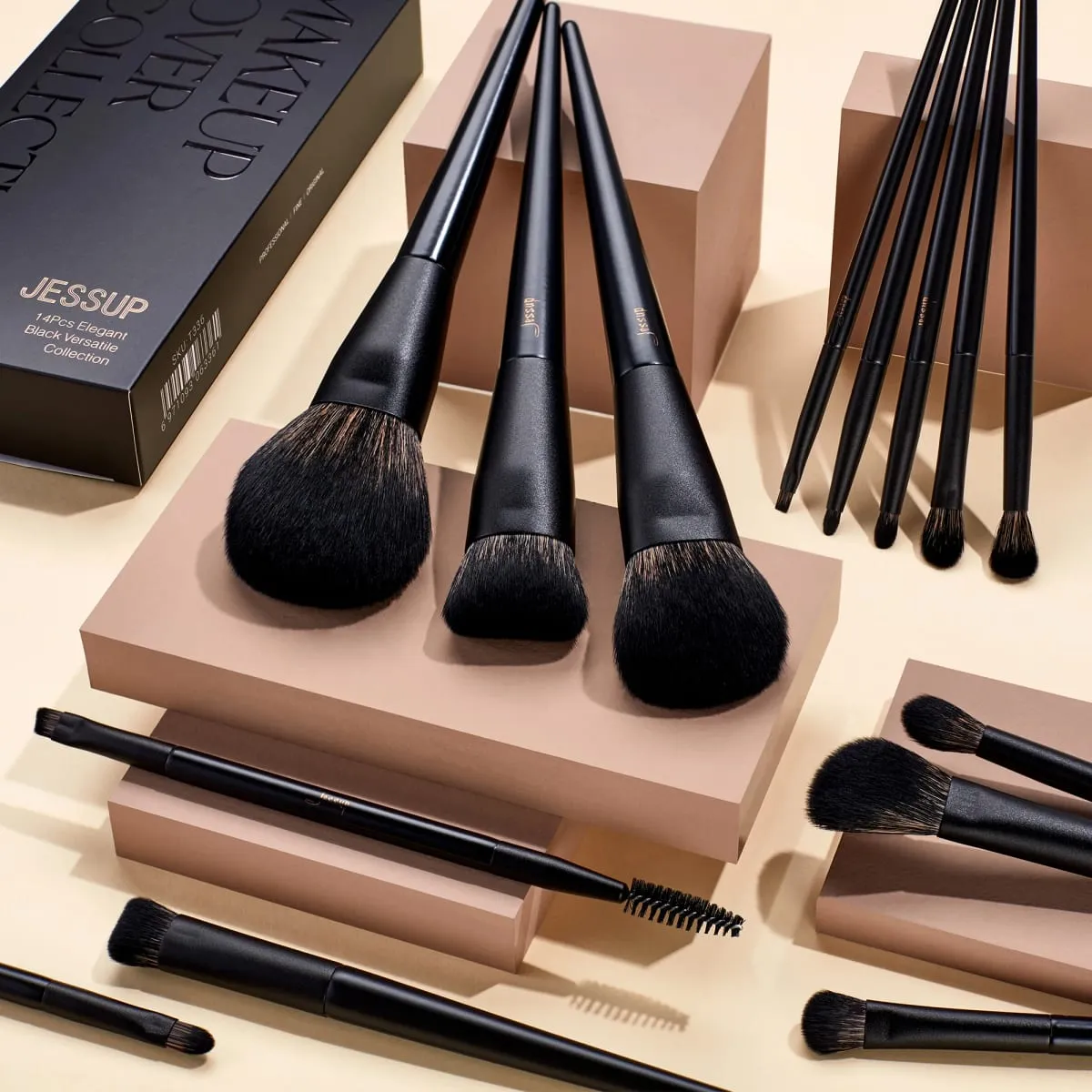 Jessup Makeup Børster Sæt 10-14 stk Make Up Brush Contour Foundation Powder Eyeshadow Highlight Blending Concealer Liner T336 — image 6