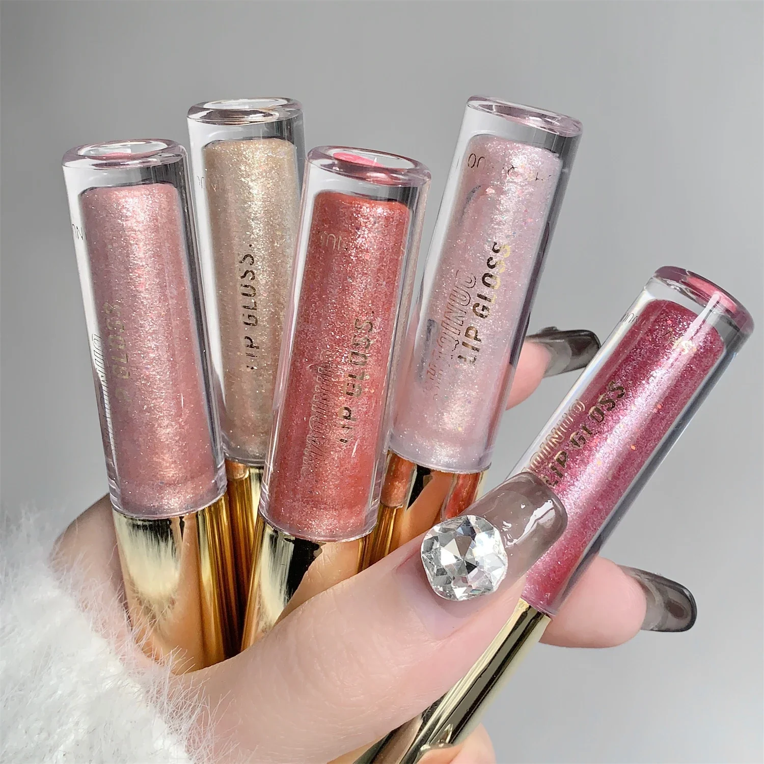Pearl Diamond Glitter Lip Glaze, langanhaltende, feuchtigkeitsspendende, aufpolsternde, glänzende Lippentönungsöl, Make-up-Spiegel, Wasser, leichte flüssige Lippenstifte — image 5