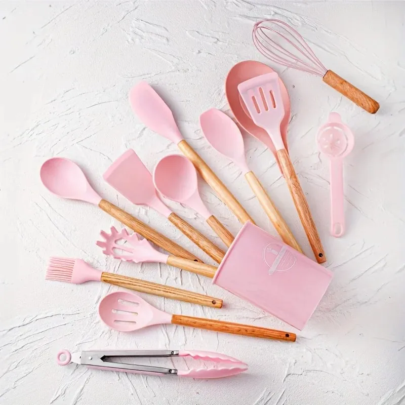 Ensemble d'ustensiles en silicone 14 pièces avec support en plastique — image 10