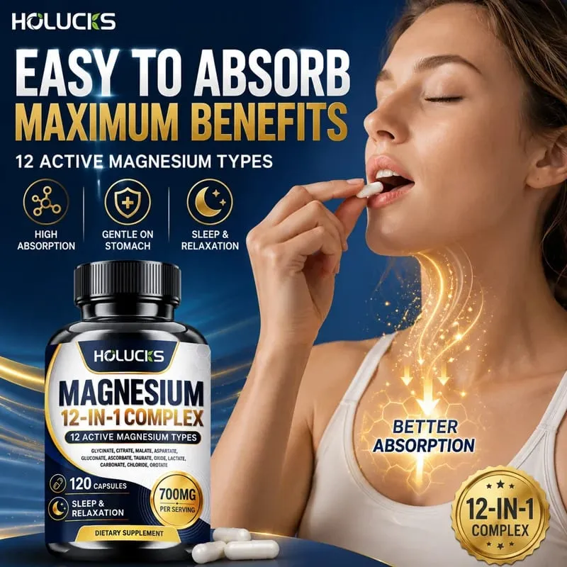 Magnesium Complex 700mg 12 dalam 1 Suplemen Menyokong Jantung & Tulang Bantuan Kesihatan Bantuan Relaksasi Meningkatkan Kekuatan Otot Meningkatkan Imun — image 7