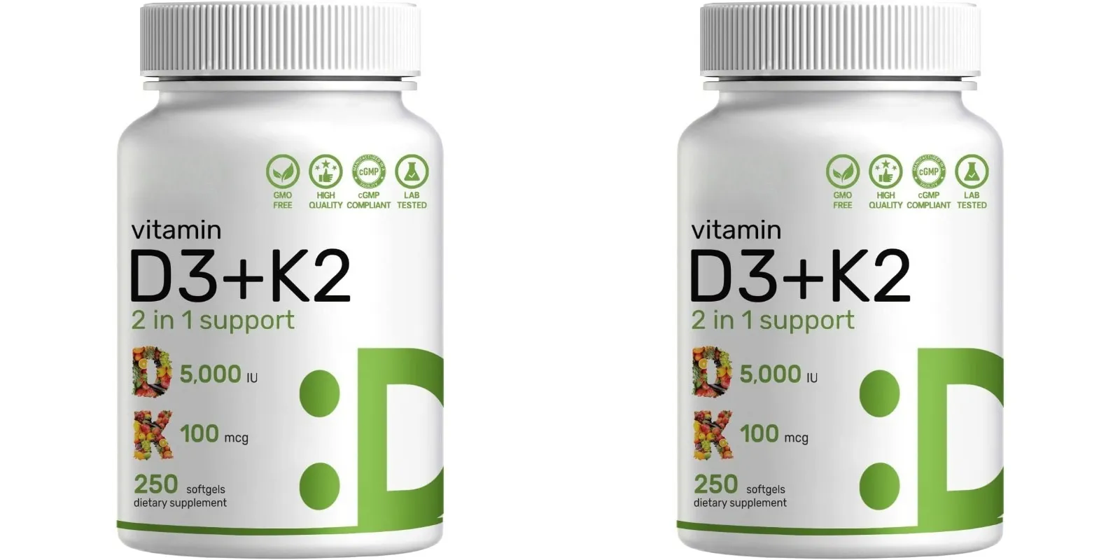 Vitamin D3 + K2 MK7 Softgels 250 Count 2-in-1 Complex Non-GMO Soy-Free Gluten-Free Bone Health Support Immune System Booster — image 8