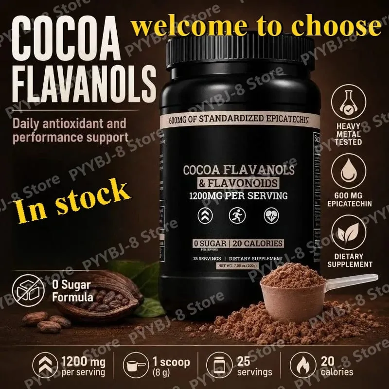 Cocoa Flavanols & Flavonoids Powder 200g (25 Servings) with Epicatechin 600mg Supports Antioxidant & General Wellness Sugar-Free — image 2