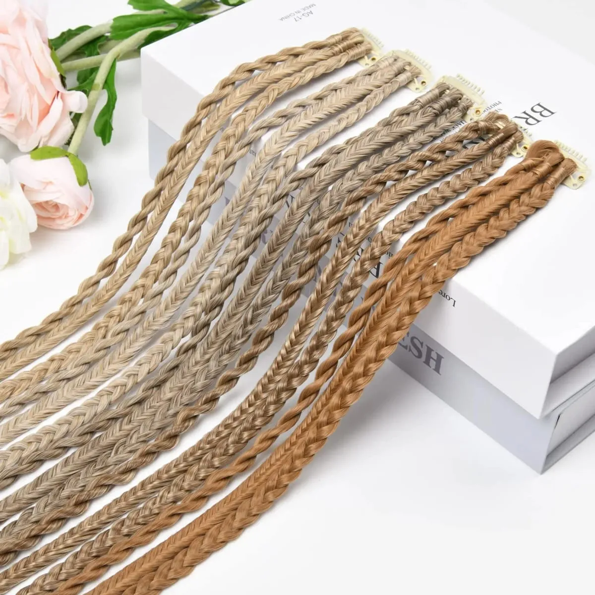 Braids Hairpiece คลิปด้านหน้า Braid Bang Extensions สำหรับผู้หญิงสังเคราะห์ Braided Ponytail ผมชิ้นสำหรับสวมใส่ทุกวัน — image 6