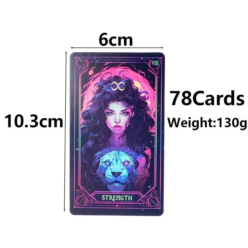 Inspired Neon Tarot Deck 78 Cards English Visions Divination Edition 10.3x6cm Board for Playing Games And Divination — image 5