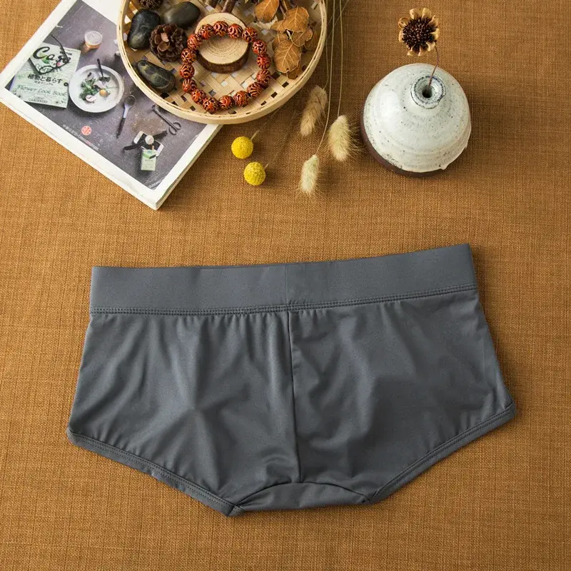Ropa interior de seda de leche de ángulo plano para hombre, bóxers de talle bajo, cómodos y agradables para la piel, transpirables, suaves como la seda, de secado rápido — image 12