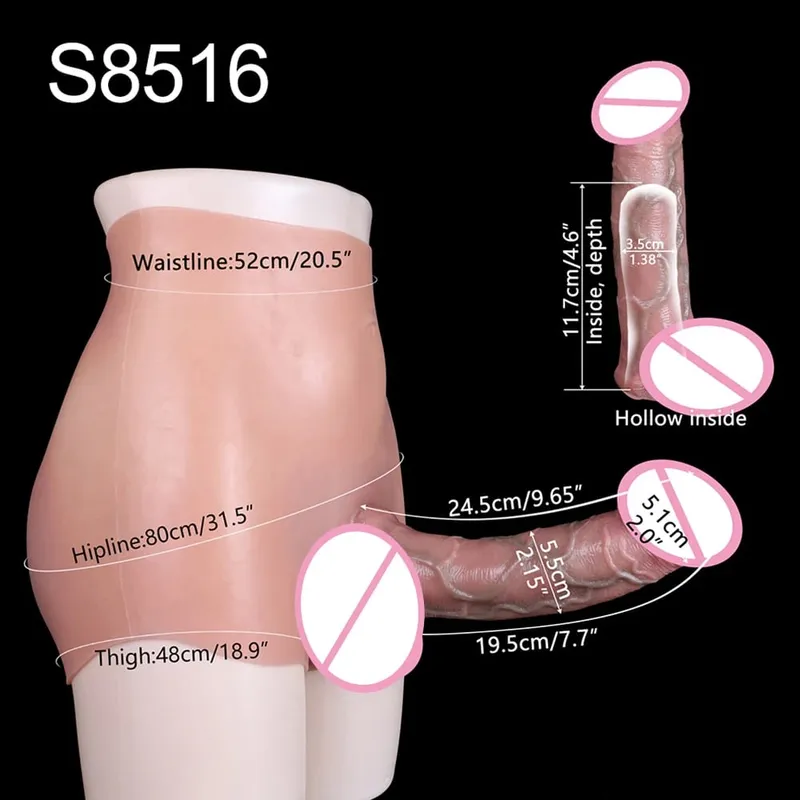 High Waist Realistic Penis Sleeve насадка на член Strap On Hollow Dildo Panties Silicone Dick Extender Sex Toy For Men