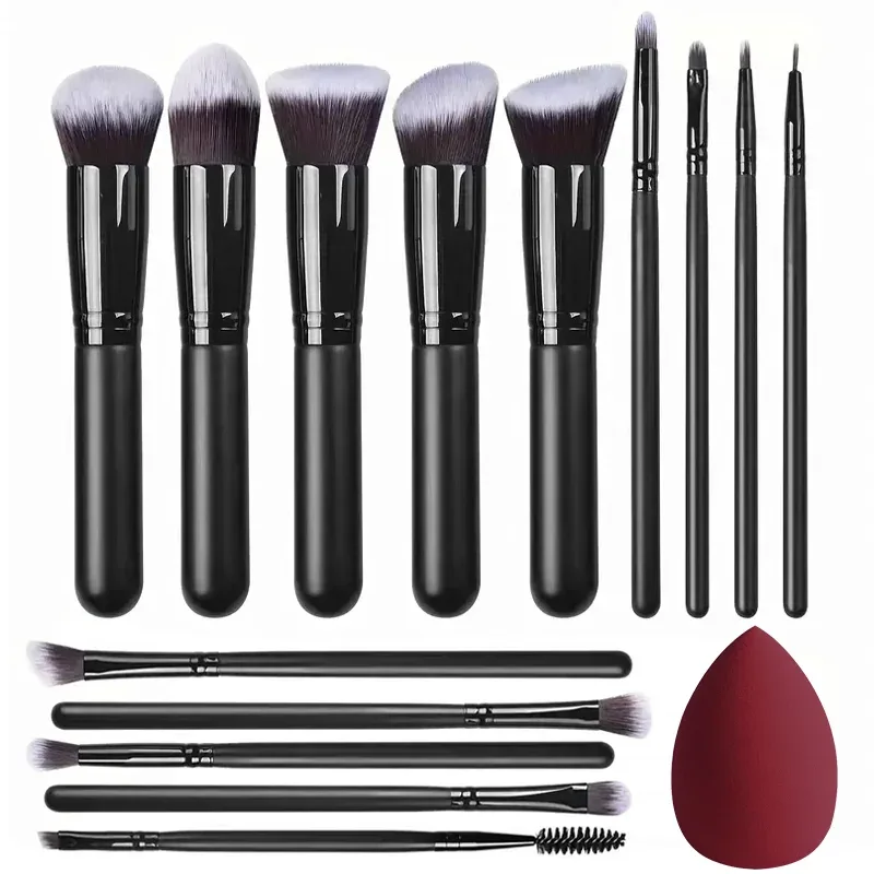 Professiona 14 STK Makeup Børster Sæt Soft Fluffy Foundation Blush Powder Øjenskygge Kabuki Blending Kvinde Kosmetik Skønhedsværktøj — image 7