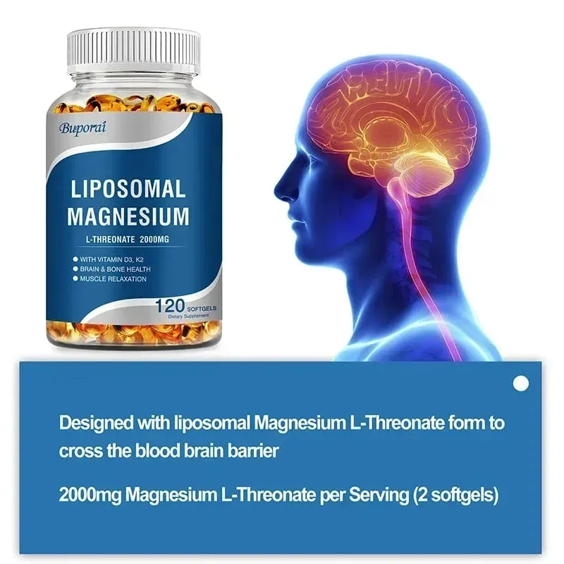 Lipozomal Magnezyum L-Treonat - D3 ve K2 Vitamini İçeren Beyin Kemiği Kalp Kasını Destekler ve Uykuyu Destekler — image 4
