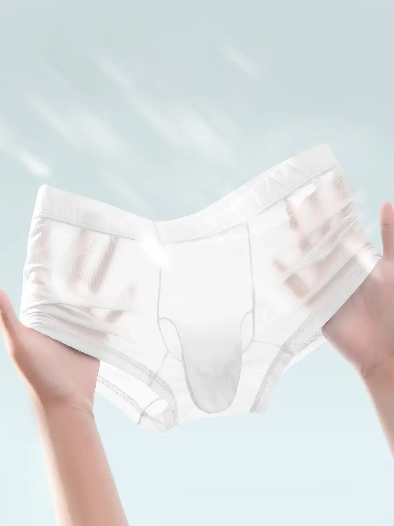 Slip boxer trasparenti Intimo sexy da uomo Mutande ultra sottili Vedi attraverso mutandine di seta ghiacciata Pantaloncini di lingerie lisci e lucidi — image 9