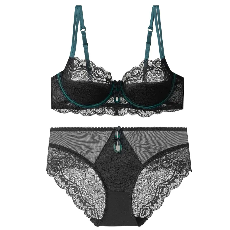 트렌디 레이스 Minimizer 란제리 세트 드 컵 큰 가슴 대형 얇은 컵 Underwire Anti Saging Comfy No Show 여성 속옷 — image 5