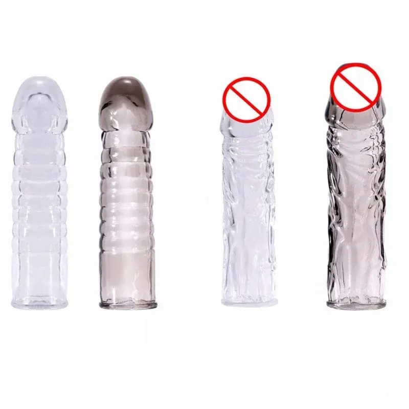 Penis Sleeve Reusable Condom Penis Extender Reusable Silicon Condoms For Men Penis Ring Cock Cover Sex Toys For Men Products — image 1