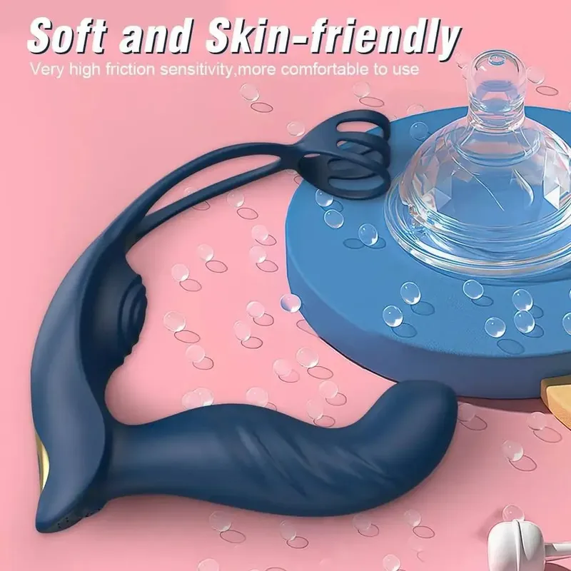 Anal Vibrator Bucking Prostata Massager Med Penis Ring Fjernbetjening Vibrerende Butt Plug Cockring Anus Sexlegetøj For Mænd Par
