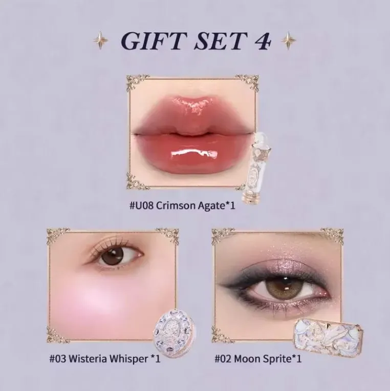 Flowerknows Kotak Hadiah Set Solek Malaikat Kecil Kotak Penuh Lip Glaze Blusher Shell Jewelry Kit Hadiah Hari Lahir Bunga Tahu — image 12