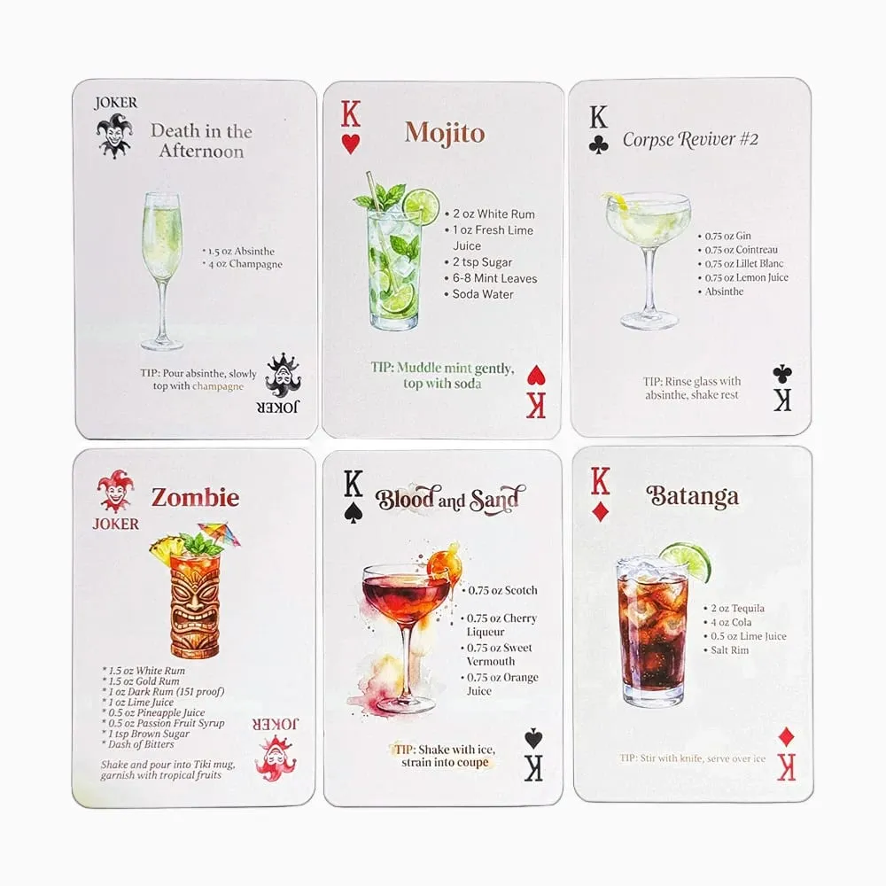 ดาดฟ้า 54 ใบของสูตรค็อกเทลดั้งเดิมคู่มือ Bartender การ์ดเล่นปาร์ตี้ Home Bar Decor ดื่มเกมกล่องเก็บของ — image 3
