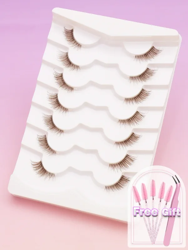 7/5 Paar braune 3D-Nerzwimpern, Seidenwimpern, natürliche lange falsche Wimpern, dramatisches Volumen, gefälschte Wimpern, Make-up-Wimpernverlängerung