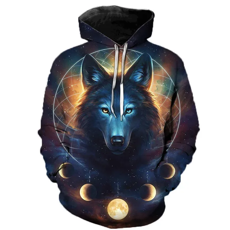 Mikiny 3D Wolf Pánské mikiny s kapucí Zvířecí potisk Teplákové soupravy Pánské/dámské Bundy Funny Hoody DropShipping — image 3
