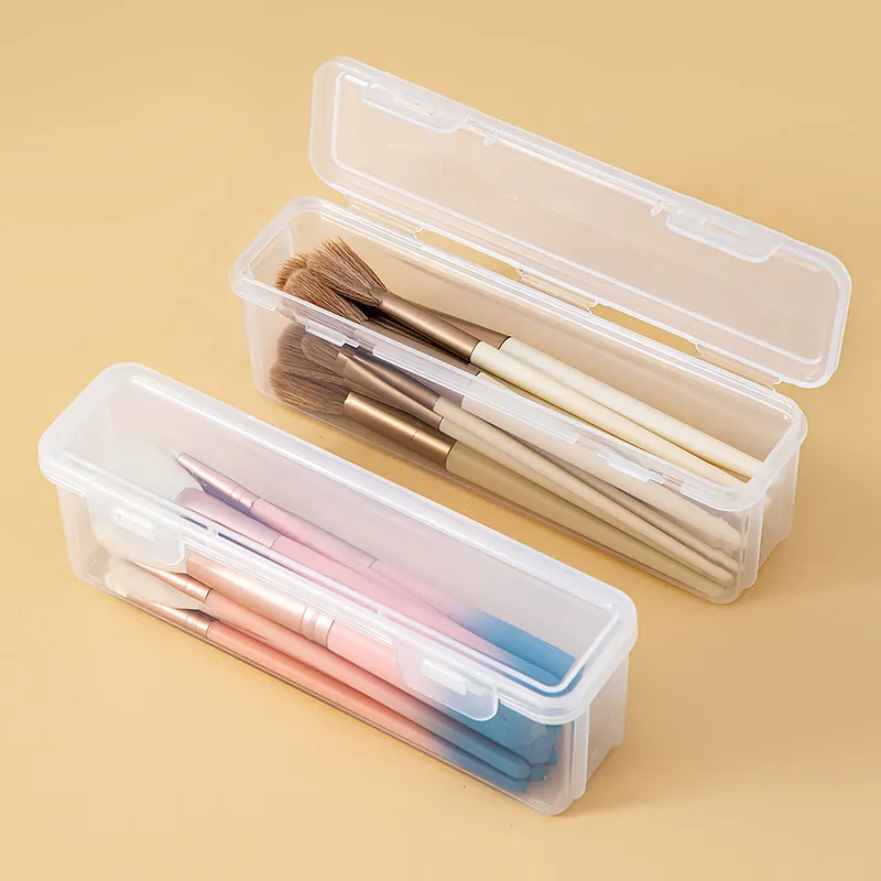 【B】Scatola portaoggetti portatile per pennelli cosmetici da viaggio. Piccola copertura antipolvere trasparente per fard in polvere, ombretto, pennelli per sopracciglia — image 4