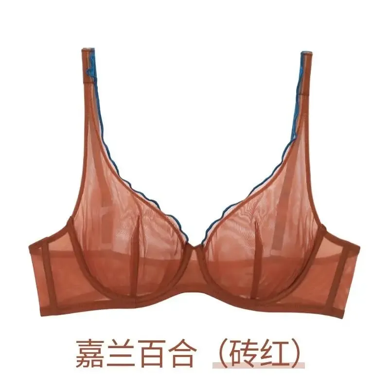Minimizer 브래지어 플러스 사이즈 Underwire 프랑스 스타일 삼각형 컵 섹시한 메쉬 란제리 세트 지원 32-40 MOYISU 섹시한 브래지어 세트 BC — image 6