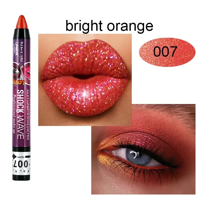 2 In 1 Eyeshadow Lipstick Stick Pencil Waterproof Glitter Matte Eye Shadow Makeup Pigment Eyeshadow Pen