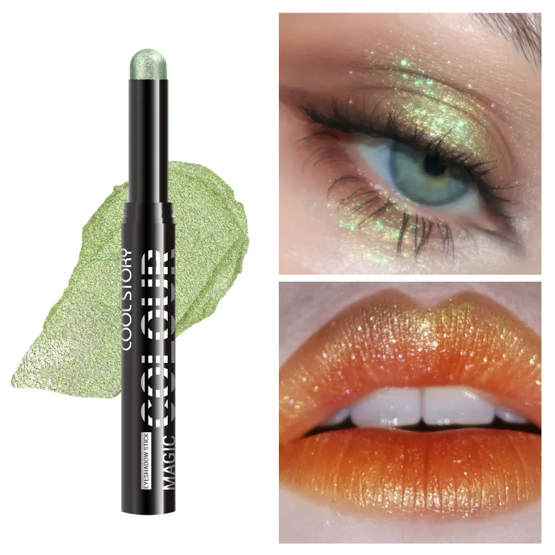 2 en 1 fard à paupières rouge à lèvres bâton crayon imperméable paillettes éclaircir mat ombre à paupières maquillage Pigment fard à paupières stylo — image 12