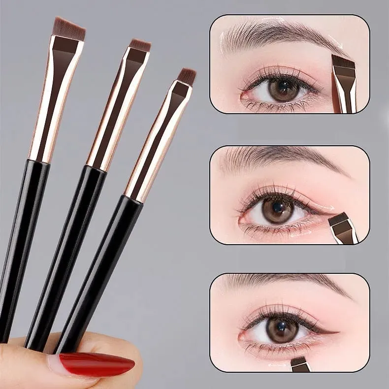 3 ชิ้น/เซ็ตใบมีดแปรงอายไลเนอร์แปรงคิ้วแบบพกพาแบน Fine Eye Liner Brow Contour แปรงแต่งหน้าแปรงแต่งหน้าชุด — image 1