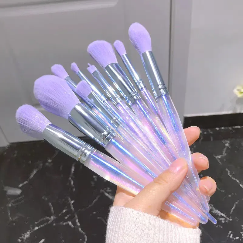 5-10Pcs Purple Makeup Brushes Set with Storage Bag Eye Shadow Powder Foundation Sculpting Highlighter Eyebrow Brush Professional — image 3