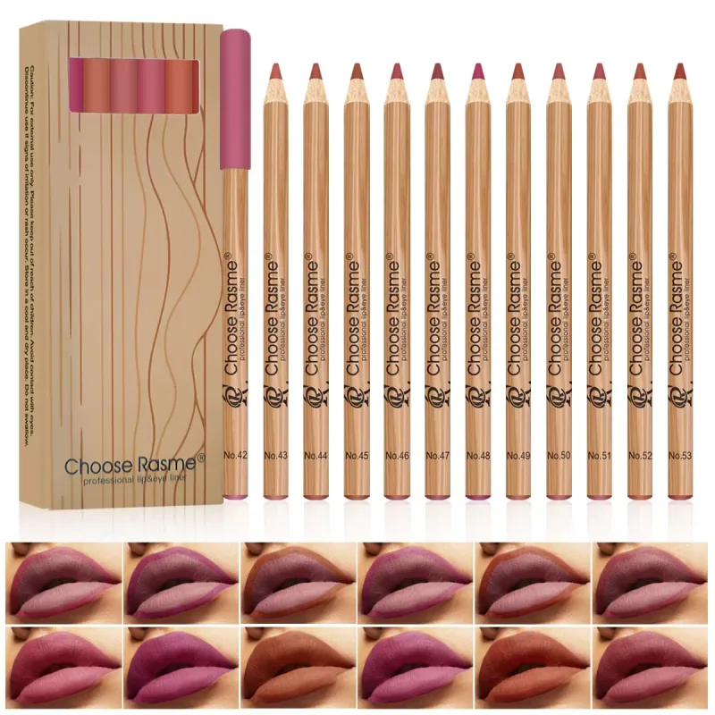 12 matte læbeforing blyantsæt farvegengivelse Nem makeup Vandtæt Holdbar læbe makeup Kosmetik Valentinsdag gave