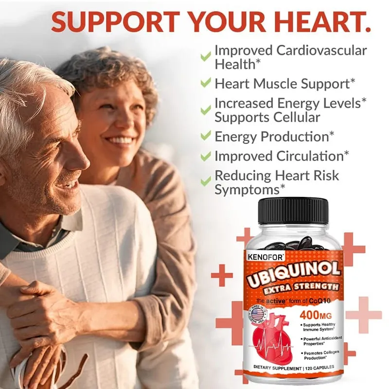 Coenzyme Q10 400 mg Softgel Antioxidant - Excellent absorbency active form for heart immune and skin health