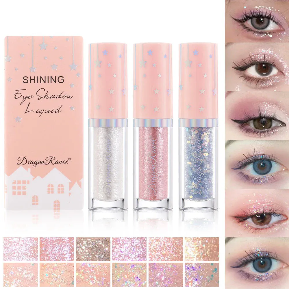 Paillettes blu Liquid Eyeshdaow Glitter Gel Penna per eyeliner metallizzata lucida Diamond Shimmer Strumento per il trucco di bellezza per occhi impermeabile
