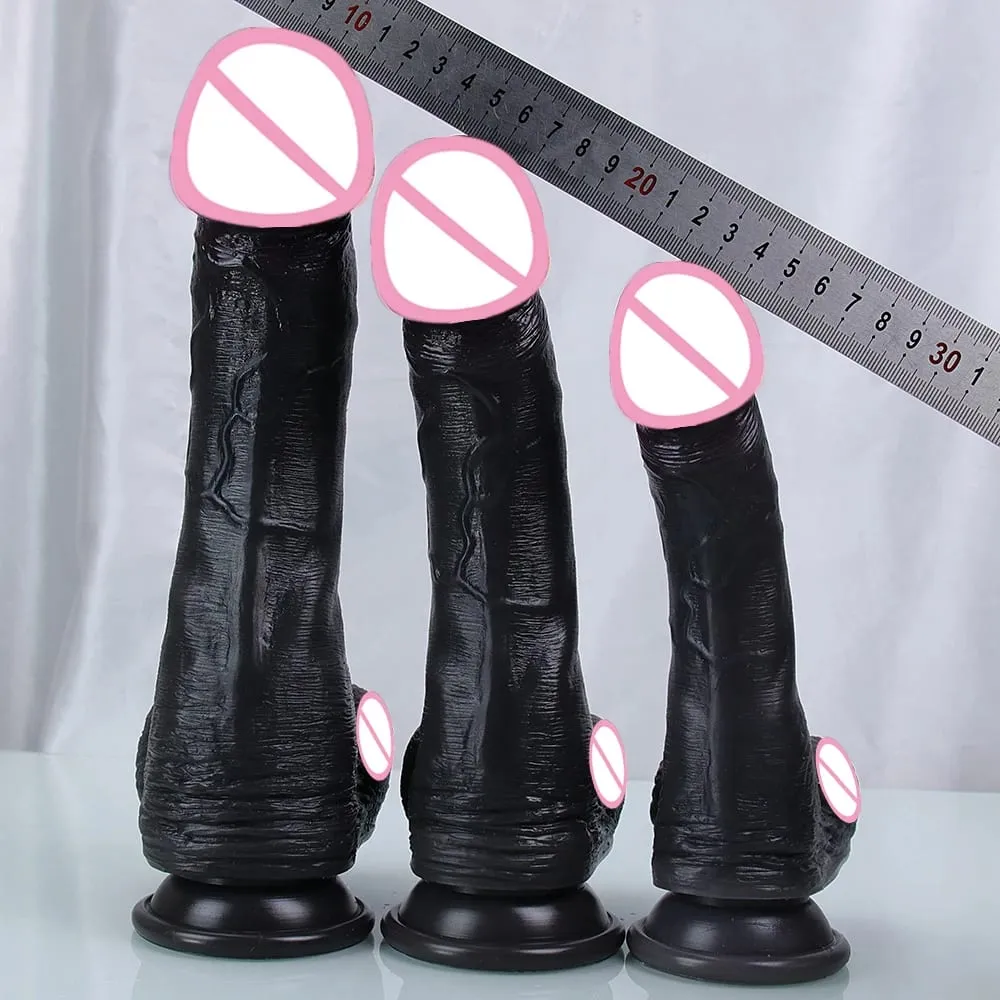 Big Glans realistik dildo dengan sedutan cawan kulit silikon hitam mainan seks zakar lembut untuk wanita lelaki dubur faraj tukang urut orgasme — image 6