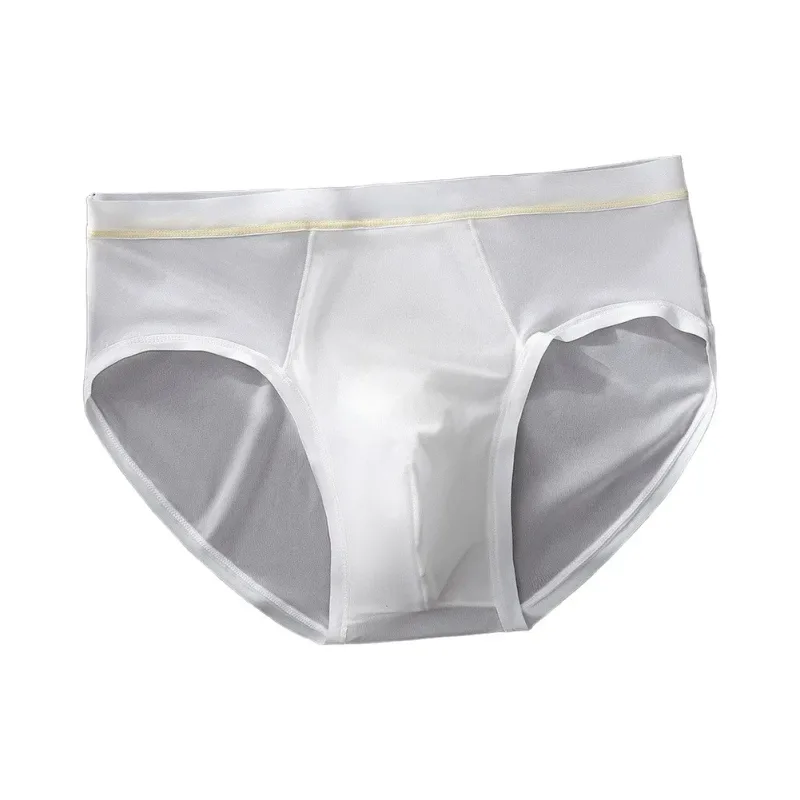 남자의 원활한 얼음 실크 팬티 속옷 벌지 주머니 솔리드 통기성 팬티 Calzoncillos Hombre 슬립 남성 팬티 — image 11