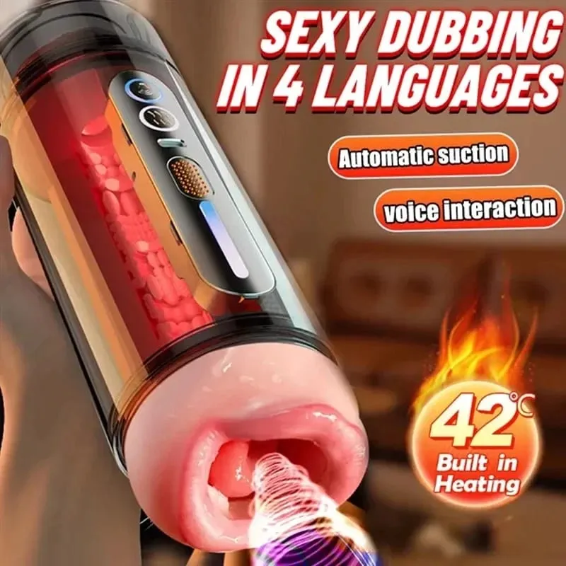 ที่สมจริงช่องปากช่องคลอดสองหัวใช้ชายMasturbatorอัตโนมัติVibrating Moaningพ็อกเก็ตหีเสียงอมควยคัพเพศของเล่นสำหรับผู้ชาย — image 4