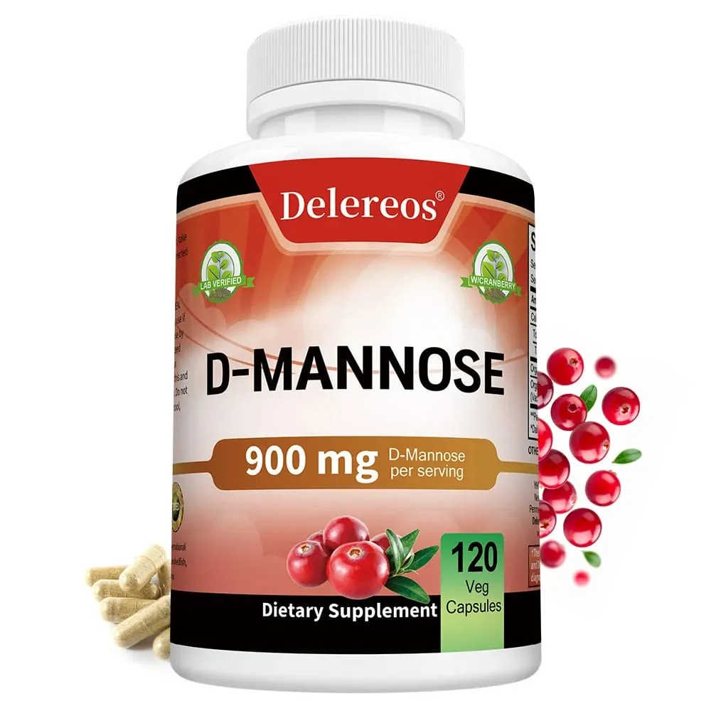 Bio-D-Mannose 900 mg pro Portion 120 Kapseln unterstützt stark die Reinigung der Harnwege bei Frauen und die Gesundheit der Prostata bei Männern — image 2
