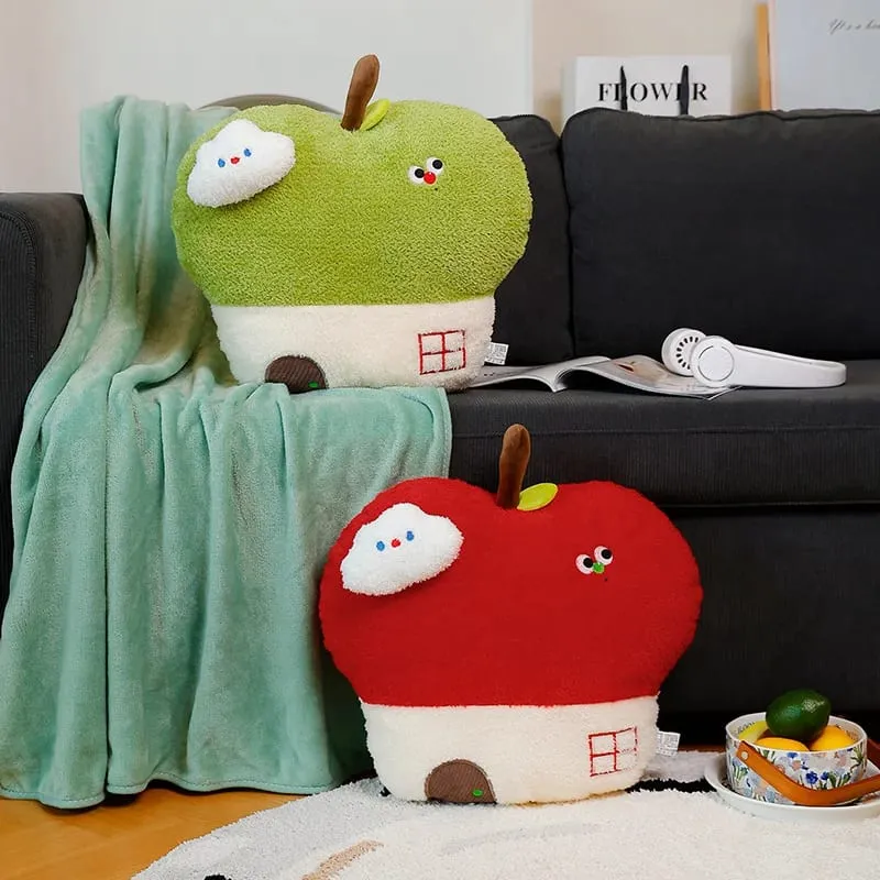 Simpatico cuscino in peluche della casa di mele opzionale con coperta 2 in 1 cuscino da tiro cuscino imbottito con frutta kawaii regalo per la decorazione della camera da letto del divano — image 2