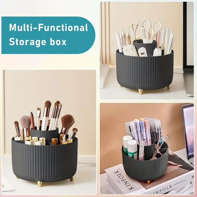 Suporte giratório 360 ° para pincéis de maquiagem, 5 espaços, organizador, mesa multifuncional, armazenamento de cosméticos para banheiro de mesa — image 5