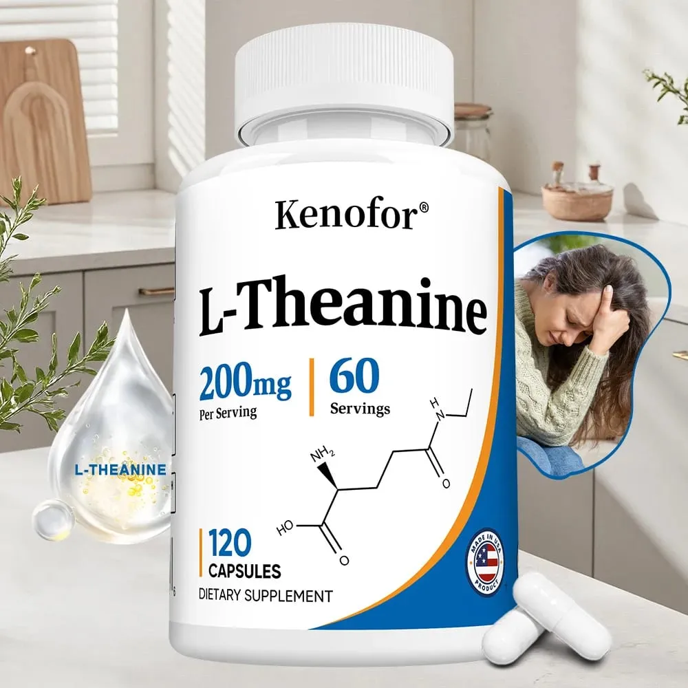 L-teanina 200 Mg Integratore di teanina extra forte – Supporto per concentrazione e rilassamento Miglioramento del sonno Non OGM e senza glutine — image 1