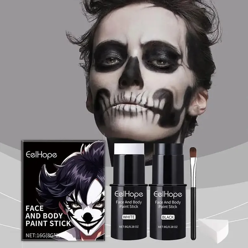 1set Black White Eyes Face Body Paint Stick Cream Makeup Waterproof Pen Sports Safe Costume Pen Party Lighweight Halloween Q5O1